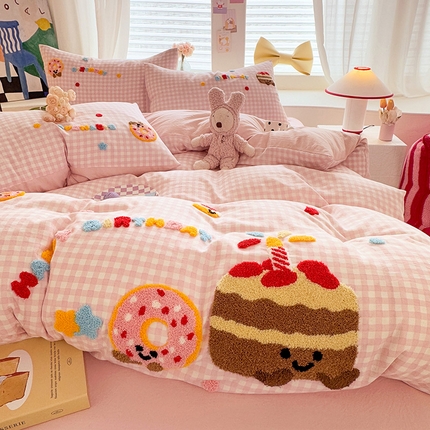 优贝 2025爆款水洗棉云朵棉毛巾绣四件套（提供买家绣） 爱心甜点