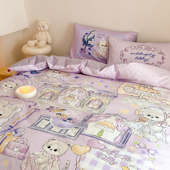 91家纺网 家纺一手货源 找家纺 典曼家纺 2025新款 AB版活性印花四件套 温馨小屋