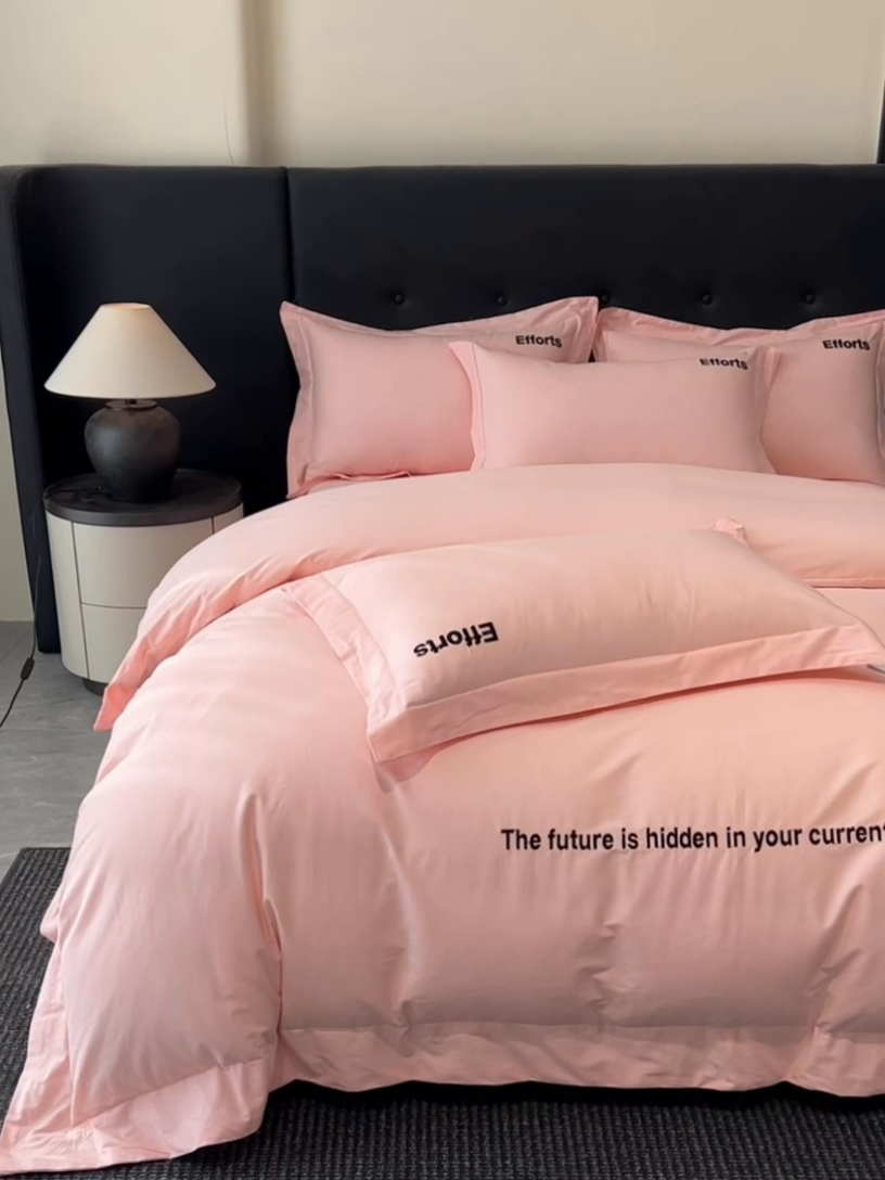 91家纺网 家纺一手货源 找家纺 新方向2025新款全棉长绒棉刺绣四件套-前程似锦 前程似锦-粉玉