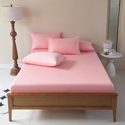 期遇2025新款13374纯色全棉床笠 粉玉