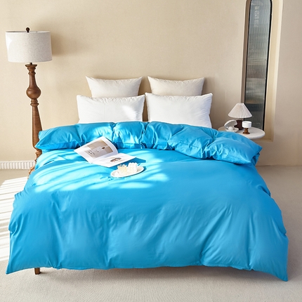 91家纺网 家纺一手货源 找家纺 期遇2025新款13374纯色全棉被套 青蓝