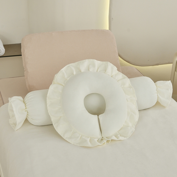 91家纺网 家纺一手货源 找家纺 不打烊家纺 2025新款贡棉美 容床罩印花款-花千城（支持logo定制） 花千城米白色拼卡其色