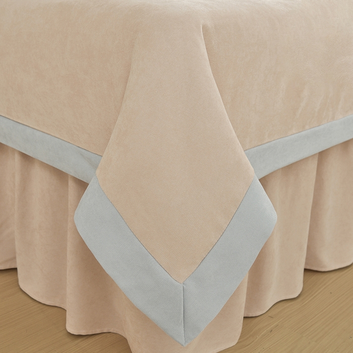 91家纺网 家纺一手货源 找家纺 不打烊家纺 2025新款贡棉美 容床罩印花款-花千城（支持logo定制）花千城卡其色