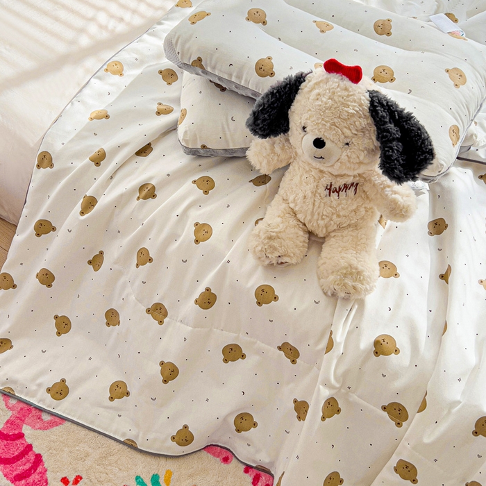 91家纺网 家纺一手货源 找家纺 十九色 2025新款全棉13372ins儿童夏被 熊宝宝