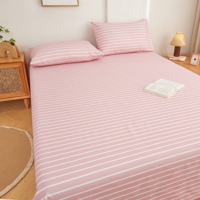 91家纺网 家纺一手货源 找家纺 慕梵家居 全棉老粗布床单系列 全棉老粗布-宽条粉