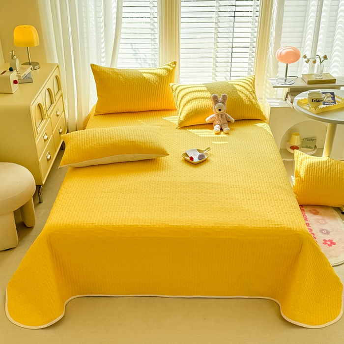 91家纺网 家纺一手货源 找家纺 花香四季2025全棉夹棉多功能床垫-床盖系列 奶黄