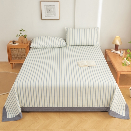 慕梵家居 全棉老粗布床单系列 全棉老粗布-彩条兰