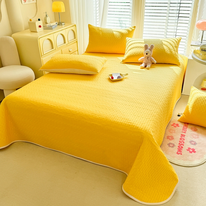 91家纺网 家纺一手货源 找家纺 花香四季2025全棉夹棉多功能床垫-床盖系列 奶黄