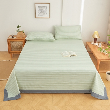 91家纺网 家纺一手货源 找家纺 慕梵家居 全棉老粗布床单系列 全棉老粗布-密条绿