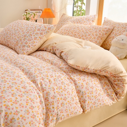 迪拜家纺 2025新款加厚水洗棉四件套-炫彩小花