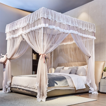 91家纺网 家纺一手货源 找家纺 （总）夏彩 2025新款雪纺绣花加柔加密外撑式25烤漆铁艺加粗支架宫廷蚊帐-88612