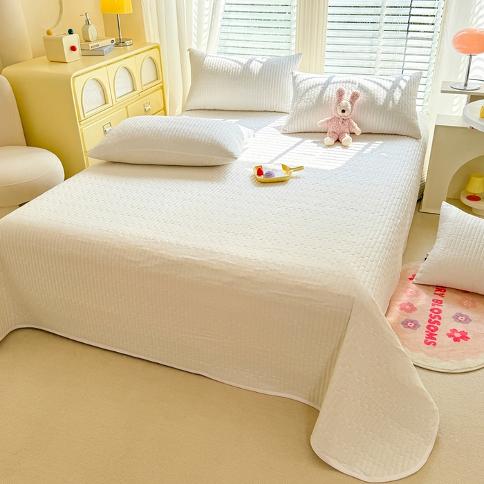 91家纺网 家纺一手货源 找家纺 花香四季2025全棉夹棉多功能床垫-床盖系列 奶白