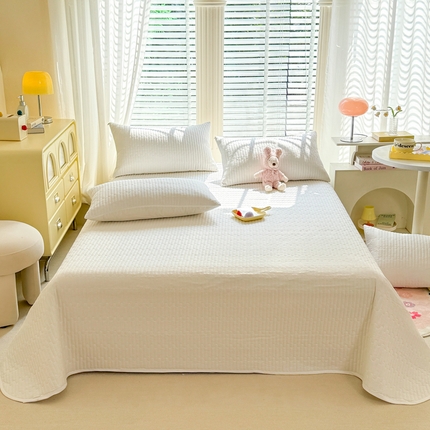 花香四季2025全棉夹棉多功能床垫-床盖系列 奶白