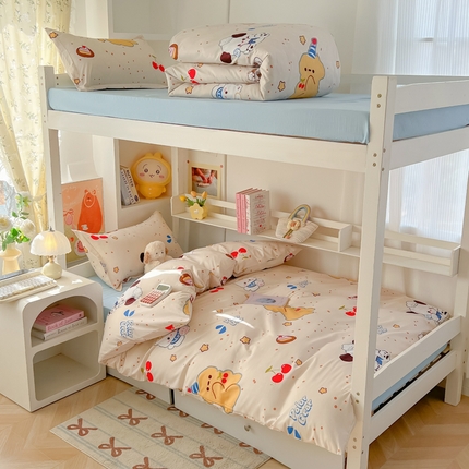 91家纺网 家纺一手货源 找家纺 （总）梦卓家纺2025新款芦荟棉活性印花宿舍床被套床单三件套 