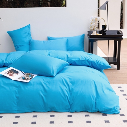 期遇2025新款全棉13374纯色四件套 青蓝