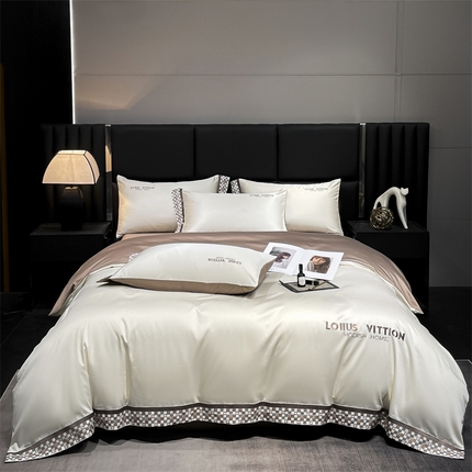 91家纺网 家纺一手货源 找家纺 （总）瑞驰家纺 2025新款长绒棉绣花棋盘格系列四件套