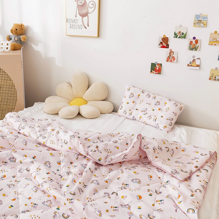 91家纺网 家纺一手货源 找家纺 十九色 2025新款全棉13372ins儿童夏被 彩虹小马