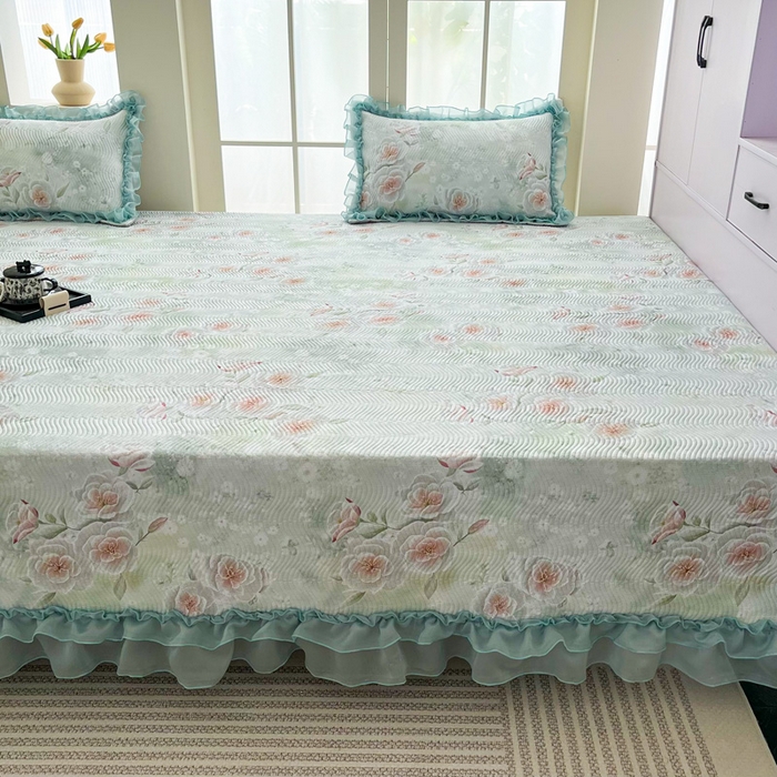 91家纺网 家纺一手货源 找家纺 手艺人家纺 2025新款精美蕾丝花边款夹棉绗缝炕盖榻榻米炕垫防滑炕垫炕盖榻榻米炕垫榻榻米垫床盖榻榻米炕盖炕垫KH01-KH27 KH03