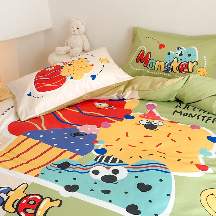 91家纺网 家纺一手货源 找家纺 典曼家纺 2025新款 AB版活性印花四件套 欢乐家族