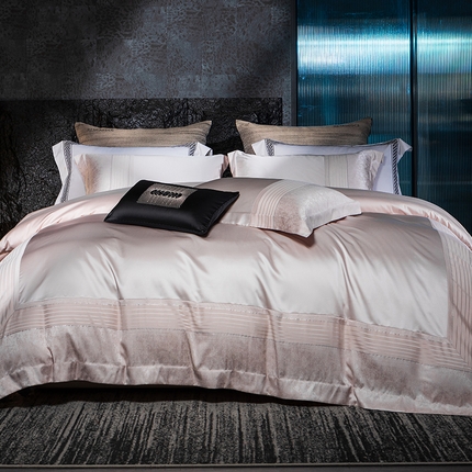 91家纺网 家纺一手货源 找家纺 （总）诗黛尔2025春夏新款缎长绒棉提花晶钻系列四件套--璀璨星河系列