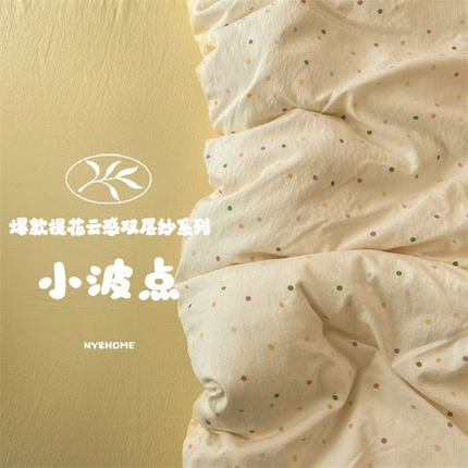 暖伊家居  2025新款A类提花云感双层纱四件套 小波点