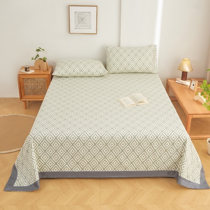 91家纺网 家纺一手货源 找家纺 慕梵家居 全棉老粗布床单系列 全棉老粗布-菱形绿