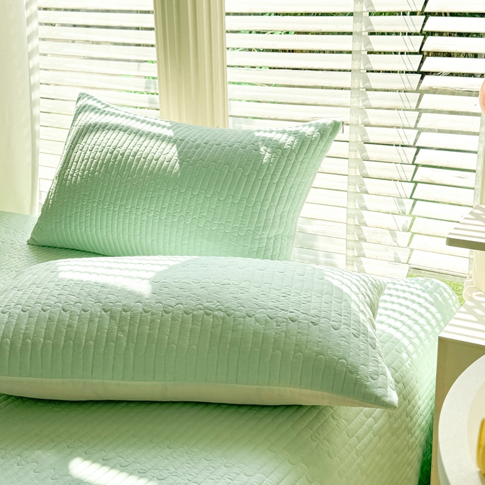 91家纺网 家纺一手货源 找家纺 花香四季2025全棉夹棉多功能床垫-床盖系列 嫩绿