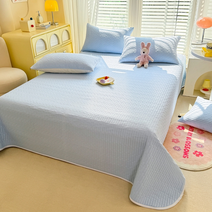 91家纺网 家纺一手货源 找家纺 花香四季2025全棉夹棉多功能床垫-床盖系列 海盐蓝