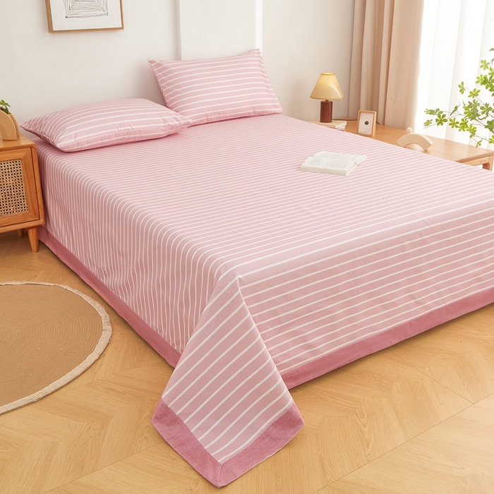 91家纺网 家纺一手货源 找家纺 慕梵家居 全棉老粗布床单系列 全棉老粗布-宽条粉