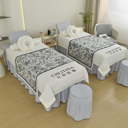 91家纺网 家纺一手货源 找家纺 （总）不打烊家纺 2025新款贡棉美 容床罩印花款-花千城（支持logo定制）