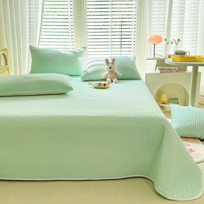 91家纺网 家纺一手货源 找家纺 花香四季2025全棉夹棉多功能床垫-床盖系列 嫩绿