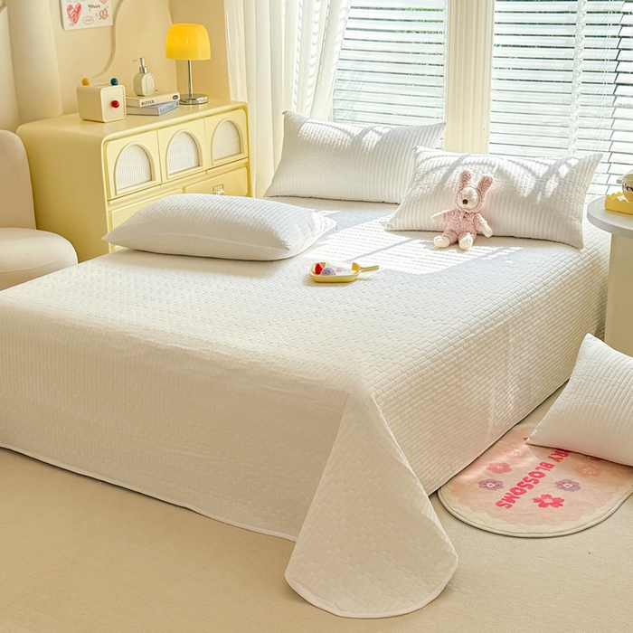 91家纺网 家纺一手货源 找家纺 花香四季2025全棉夹棉多功能床垫-床盖系列 奶白