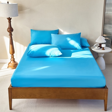 期遇2025新款13374纯色全棉床笠 青蓝