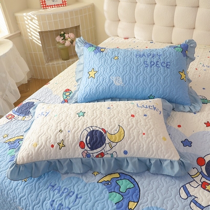 美达家纺2025新款全棉蕾丝边单床盖 太空卫士