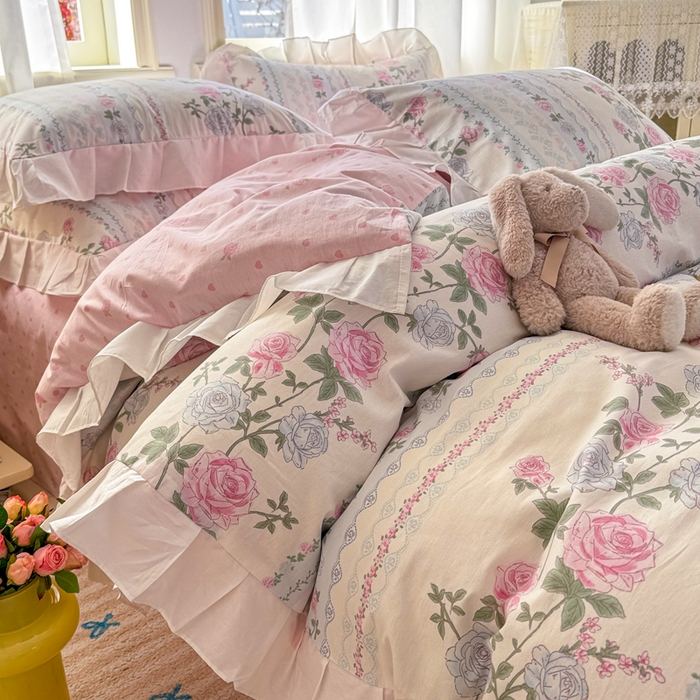 91家纺网 家纺一手货源 找家纺 2025沐辰家居-新款全棉13070全棉花边款套件 花边款-繁花