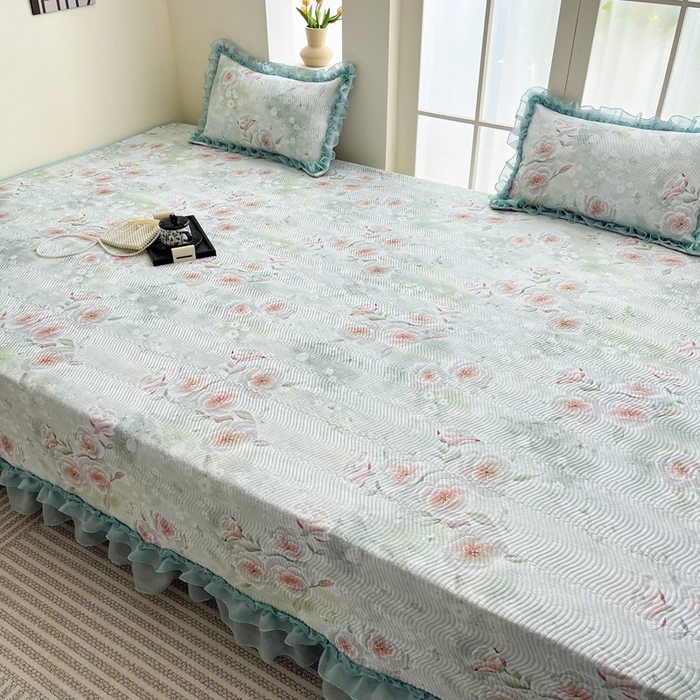 91家纺网 家纺一手货源 找家纺 手艺人家纺 2025新款精美蕾丝花边款夹棉绗缝炕盖榻榻米炕垫防滑炕垫炕盖榻榻米炕垫榻榻米垫床盖榻榻米炕盖炕垫KH01-KH27 KH03