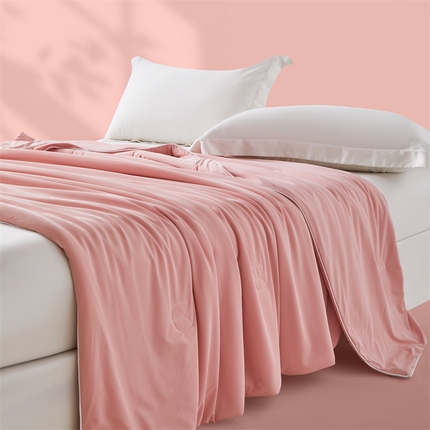 2025新款A类氨纶凉感天丝夏被纯色冰淇淋西瓜夏凉被空调被直播带货 蜜桃粉