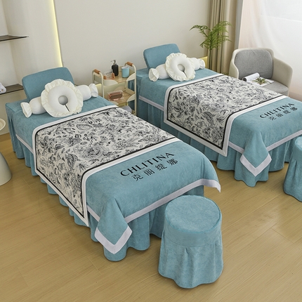 91家纺网 家纺一手货源 找家纺 （总）不打烊家纺 2025新款贡棉美 容床罩印花款-花千城（支持logo定制）