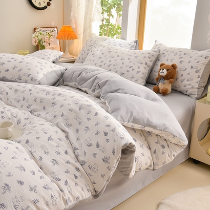 迪拜家纺 2025新款加厚水洗棉四件套-森林乐园