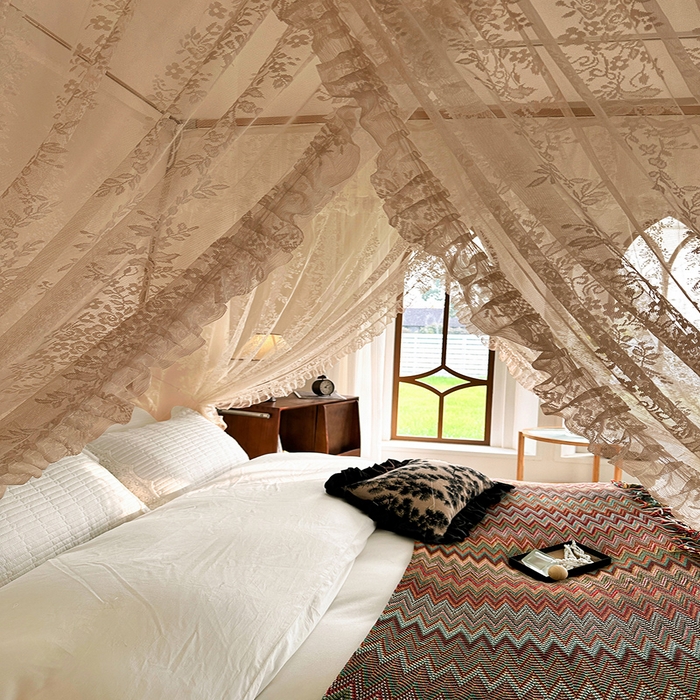 91家纺网 家纺一手货源 找家纺 都市缘蚊帐 2025新款针织电脑绣花布U型导轨蚊帐A303 303玫瑰庄园-奶油玉