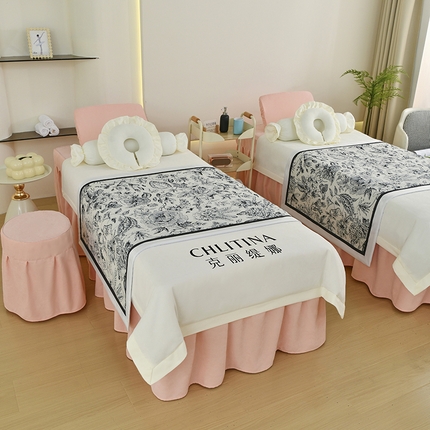 91家纺网 家纺一手货源 找家纺 （总）不打烊家纺 2025新款贡棉美 容床罩印花款-花千城（支持logo定制）