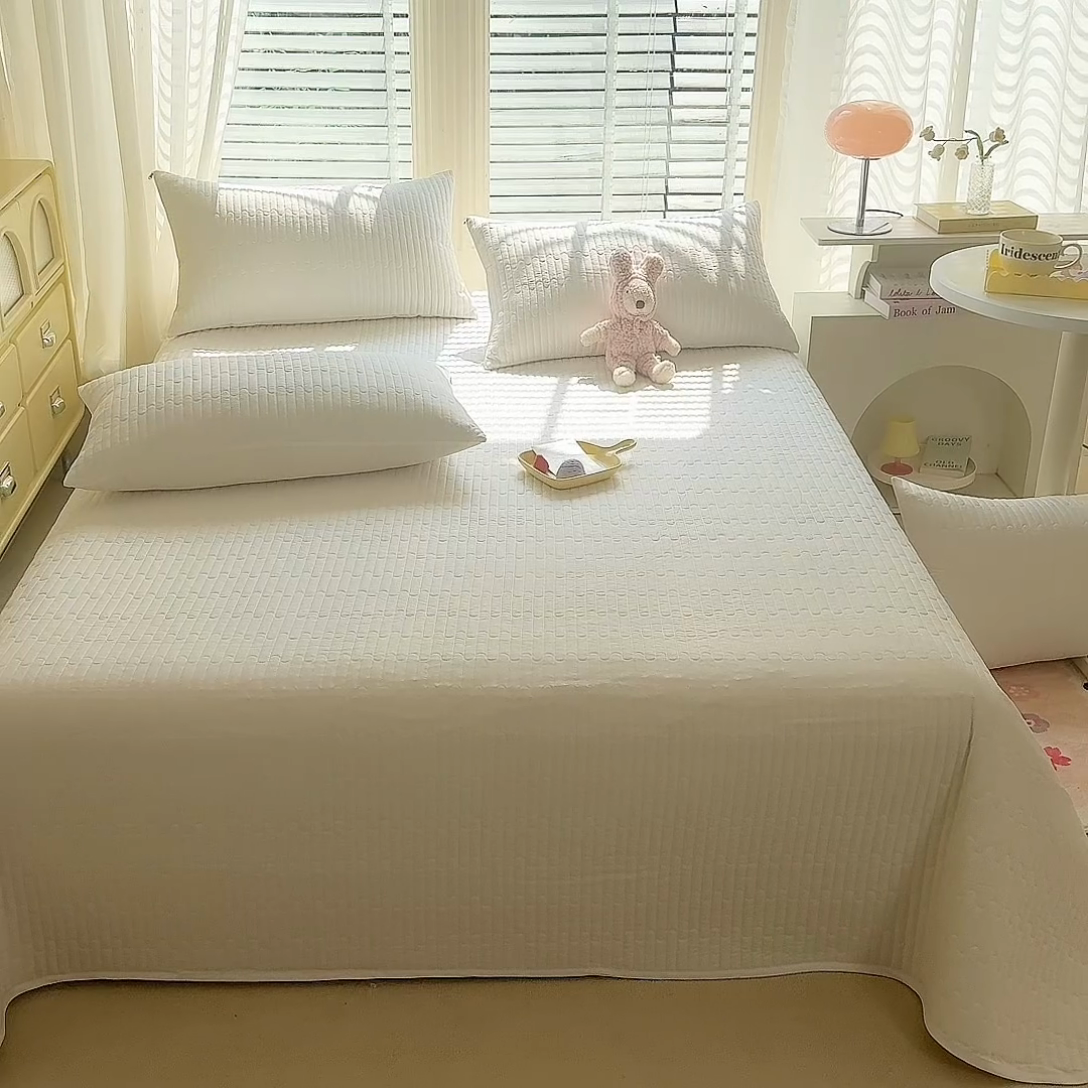 91家纺网 家纺一手货源 找家纺 花香四季2025全棉夹棉多功能床垫-床盖系列 奶白