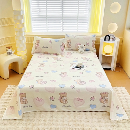 91家纺网 家纺一手货源 找家纺 （总1）安逸家纺 12868 新款全棉床单学生宿舍纯棉单床单