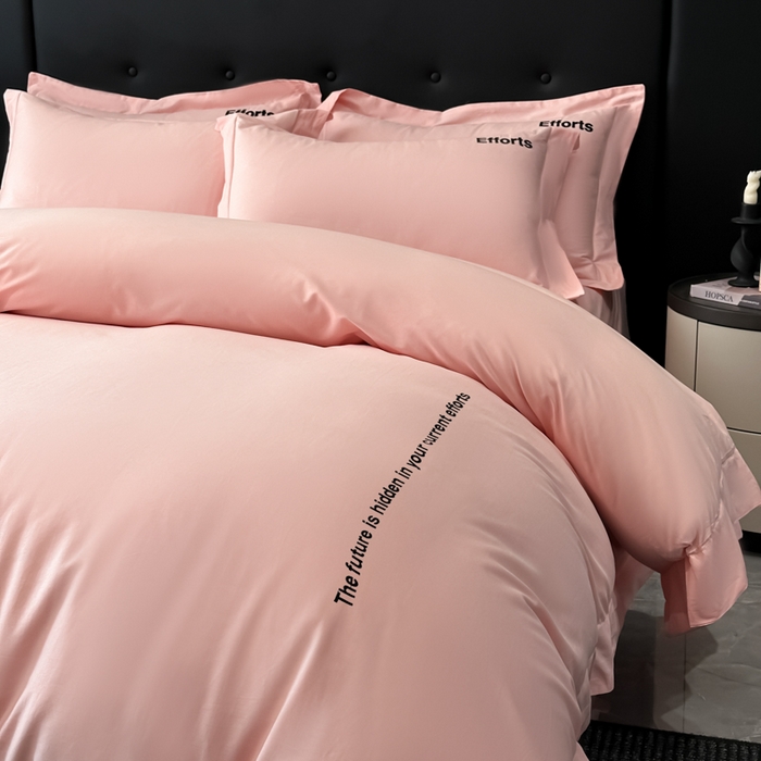 91家纺网 家纺一手货源 找家纺 新方向2025新款全棉长绒棉刺绣四件套-前程似锦 前程似锦-粉玉