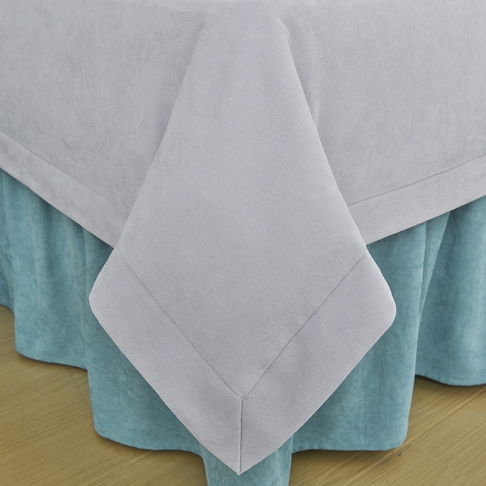 91家纺网 家纺一手货源 找家纺 不打烊家纺 2025新款贡棉美 容床罩印花款-花千城（支持logo定制）花千城灰色拼绿色