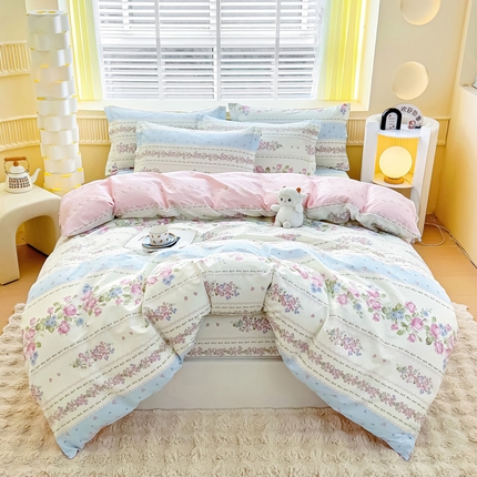 91家纺网 家纺一手货源 找家纺 （总1）安逸家纺 12868 新款全棉床笠四件套床罩学生纯棉床笠款三件套