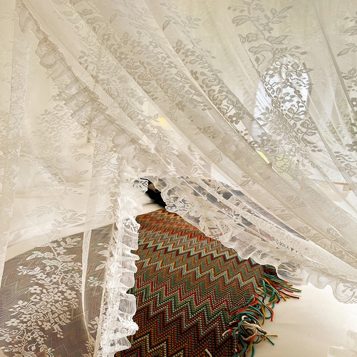 91家纺网 家纺一手货源 找家纺 都市缘蚊帐 2025新款针织电脑绣花布U型导轨蚊帐A303 303玫瑰庄园-奶油白