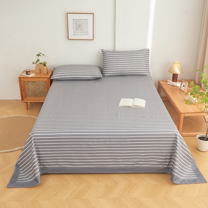 91家纺网 家纺一手货源 找家纺 慕梵家居 全棉老粗布床单系列 全棉老粗布-宽条灰