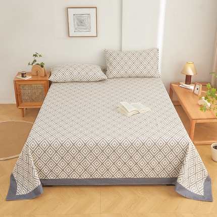 91家纺网 家纺一手货源 找家纺 慕梵家居 全棉老粗布床单系列 全棉老粗布-菱形灰