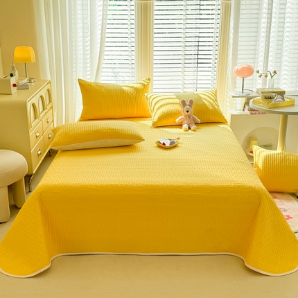 花香四季2025全棉夹棉多功能床垫-床盖系列 奶黄